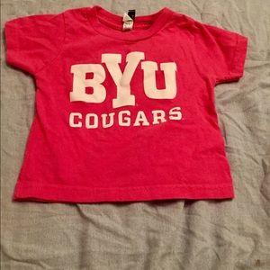2T Girl BYU Cougars Collage Sports Pink T- Shirt